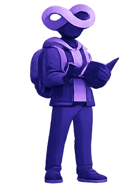 Student mascot holding a book and getting ready to study